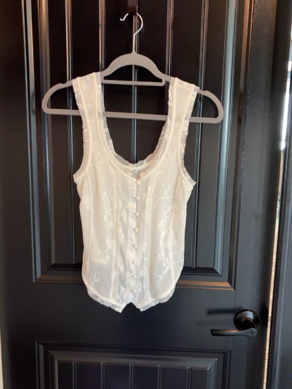Free People Intimately Ivory Lace Button Front Corset Tank S